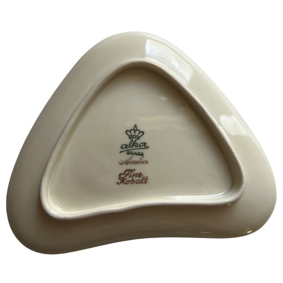 Vintage Alka Bavaria Amber Fine Kobalt Gold Wheat Decorative Ceramic Dish - Picture 2 of 5